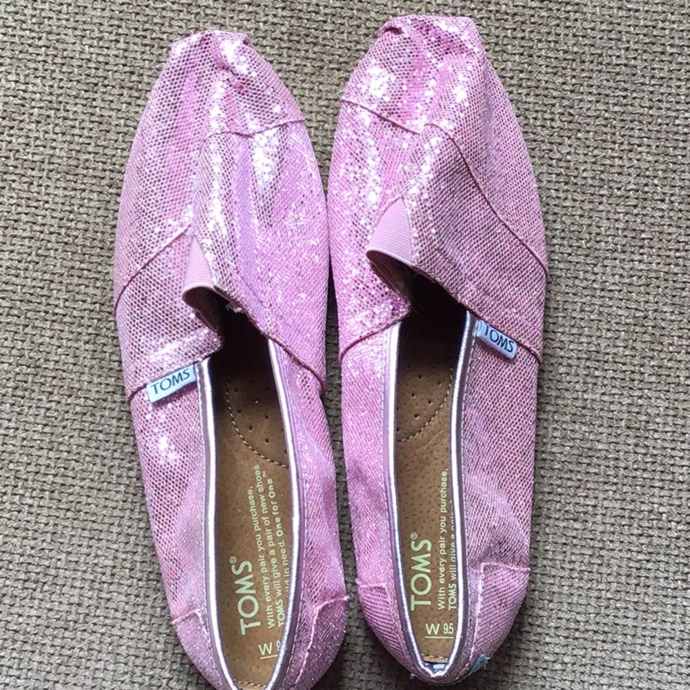 NWOT Toms Pink Shiny Shoes